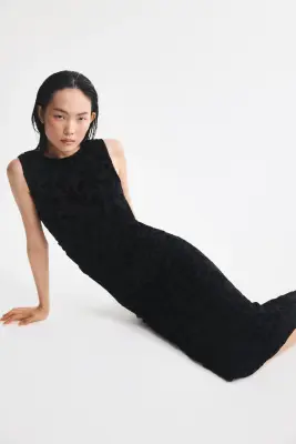 Robe moulante à imprimé floqué - Noir — photo 1