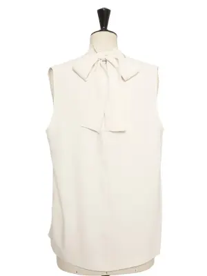 Blouse sans manche nœud au dos en crêpe blanc crème Prix boutique 485€ Taille 36 — photo 2