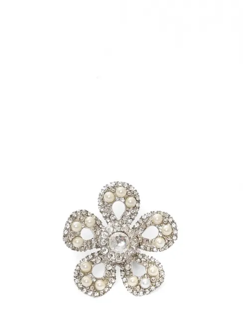 Bague oversized fleur argent et cristal Prix boutique 295€