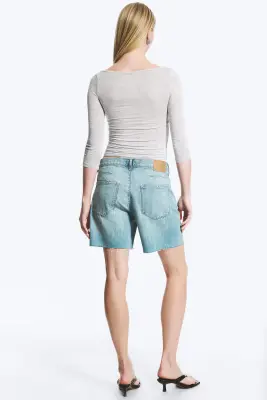 Chemise Henley Manches Trois-Quarts - Mélange gris clair poudré — photo 2