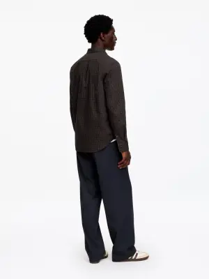 Chemise classique en sergé - Bleu foncé/Carreaux — photo 2