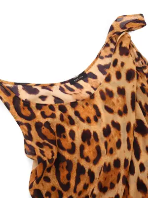 Débardeur en soie imprimé léopard marron, noir et beige Prix boutique 250 € Taille M — photo 2