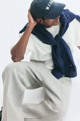 Pantalon jogger chic Relaxed Fit - Gris clair chiné — photo 2