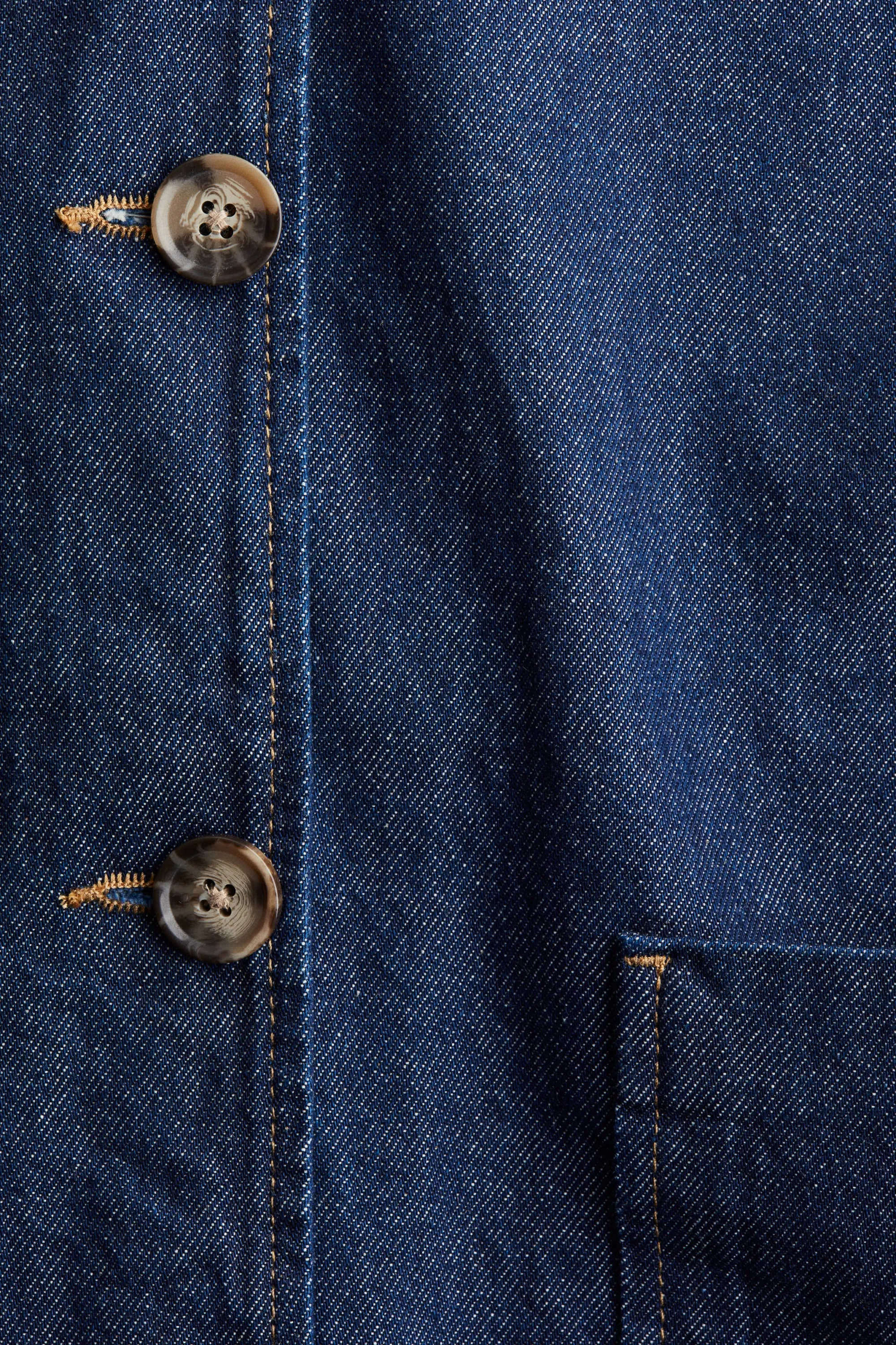 Veste en twill avec col - Bleu denim