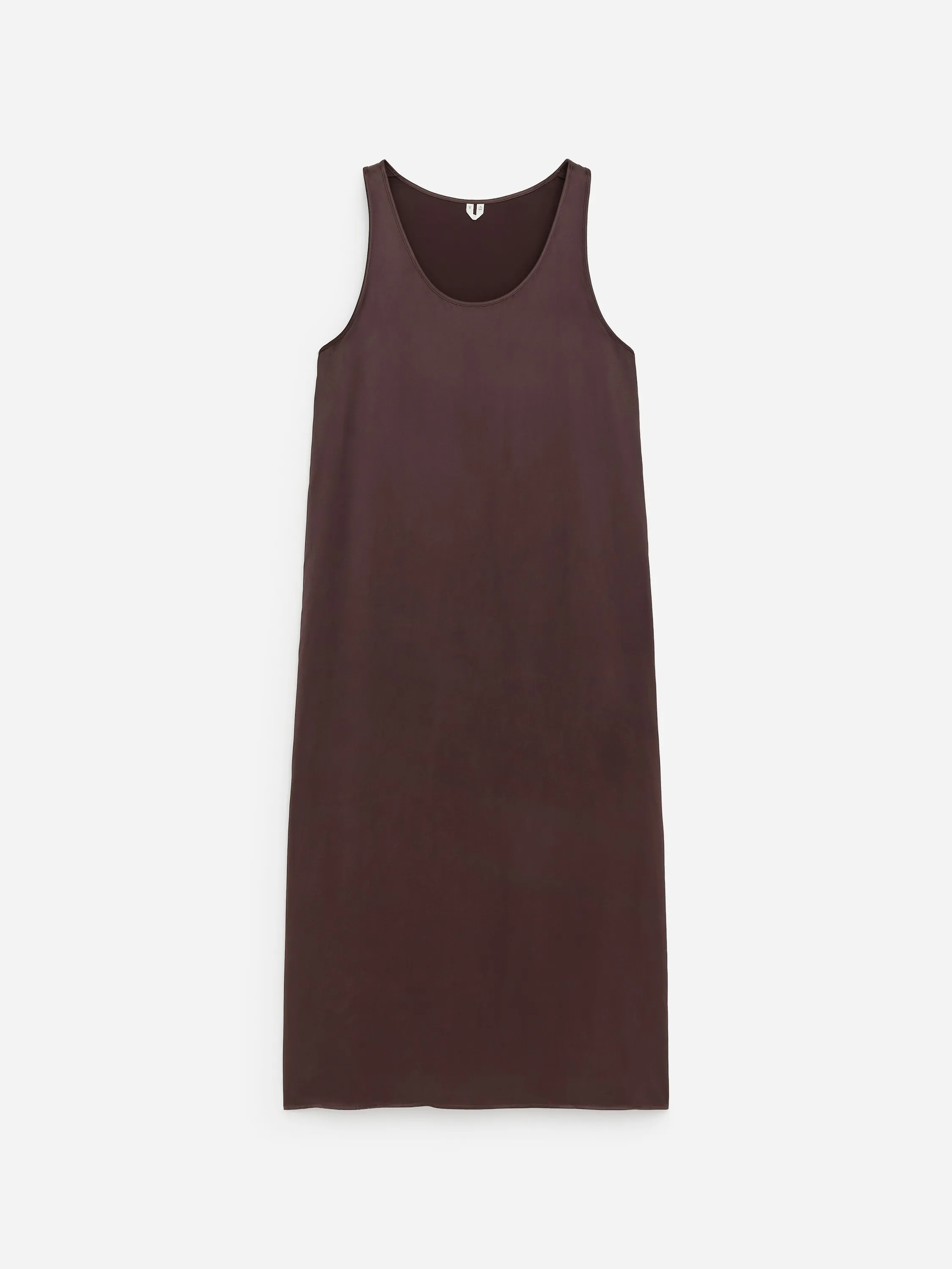 Robe en satin sans manches - Marron