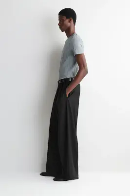 T-SHIRT SLIM EN COTON À CÔTES LARGES - GRIS — photo 3