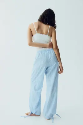 Pantalon de pyjama en coton - Bleu clair/carreaux — photo 3