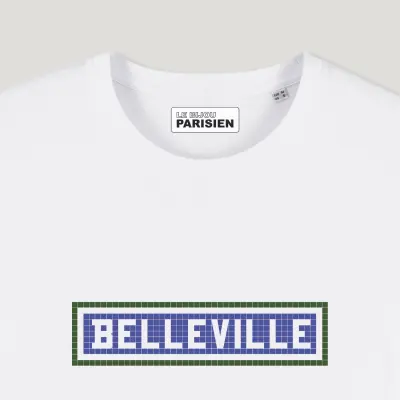 TEE SHIRT COTON BIO IMPRIMÉ - BELLEVILLE - BLANC — photo 2