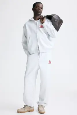 Veste boxy Loose Fit avec capuche et zip - Gris clair/Fortes Fortuna — photo 1