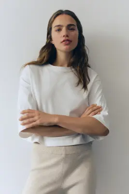 Pantalon en maille fine - Beige clair chiné — photo 1