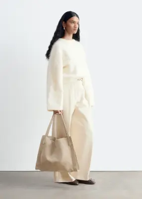 Pull à mailles torsadées de mohair mélangé - Blanc — photo 5