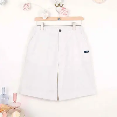 Barbara, Bermuda avec revers en toile stretch - Toile Blanche — photo 3