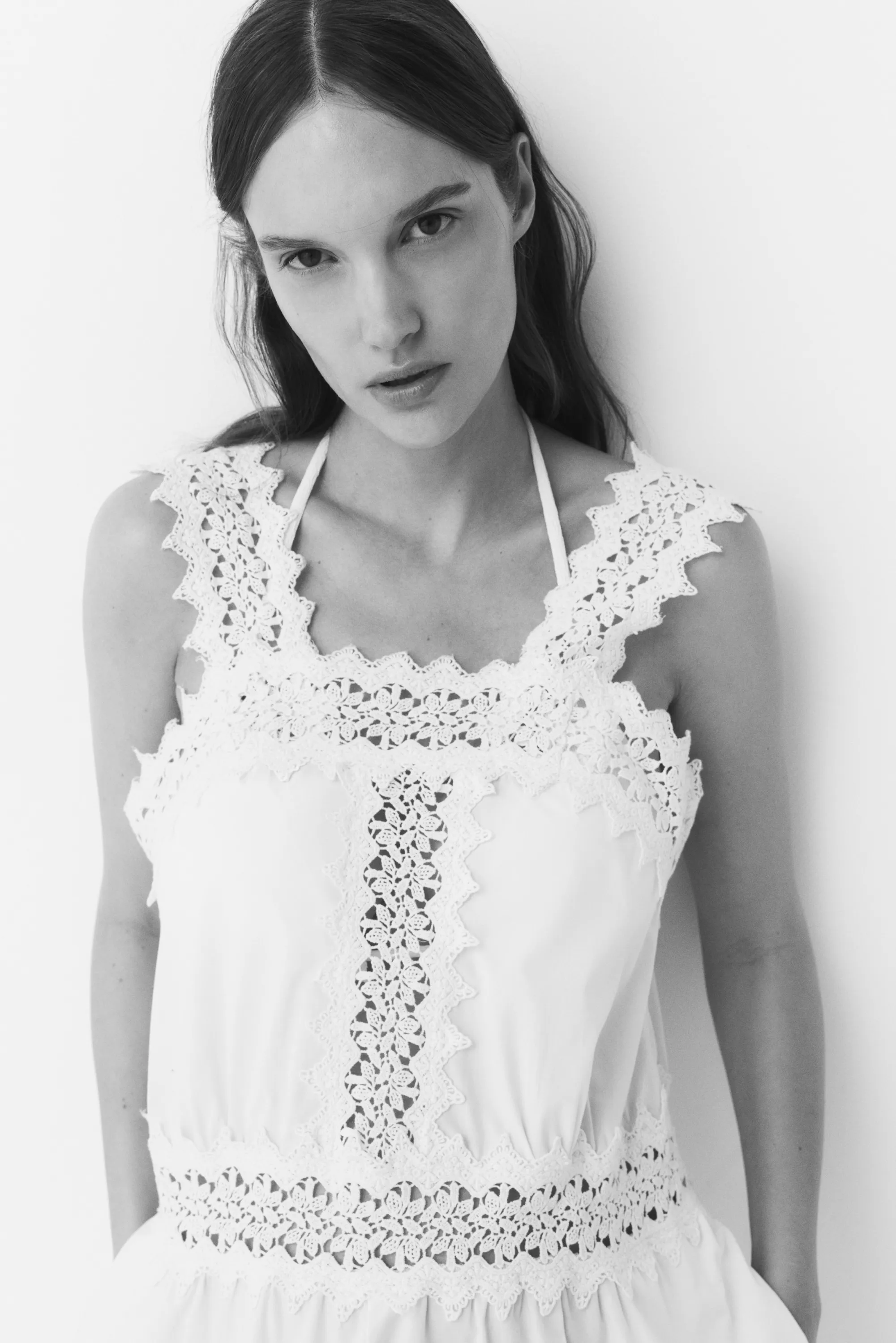 MAMA Combi-short en coton avec dentelle - Blanc