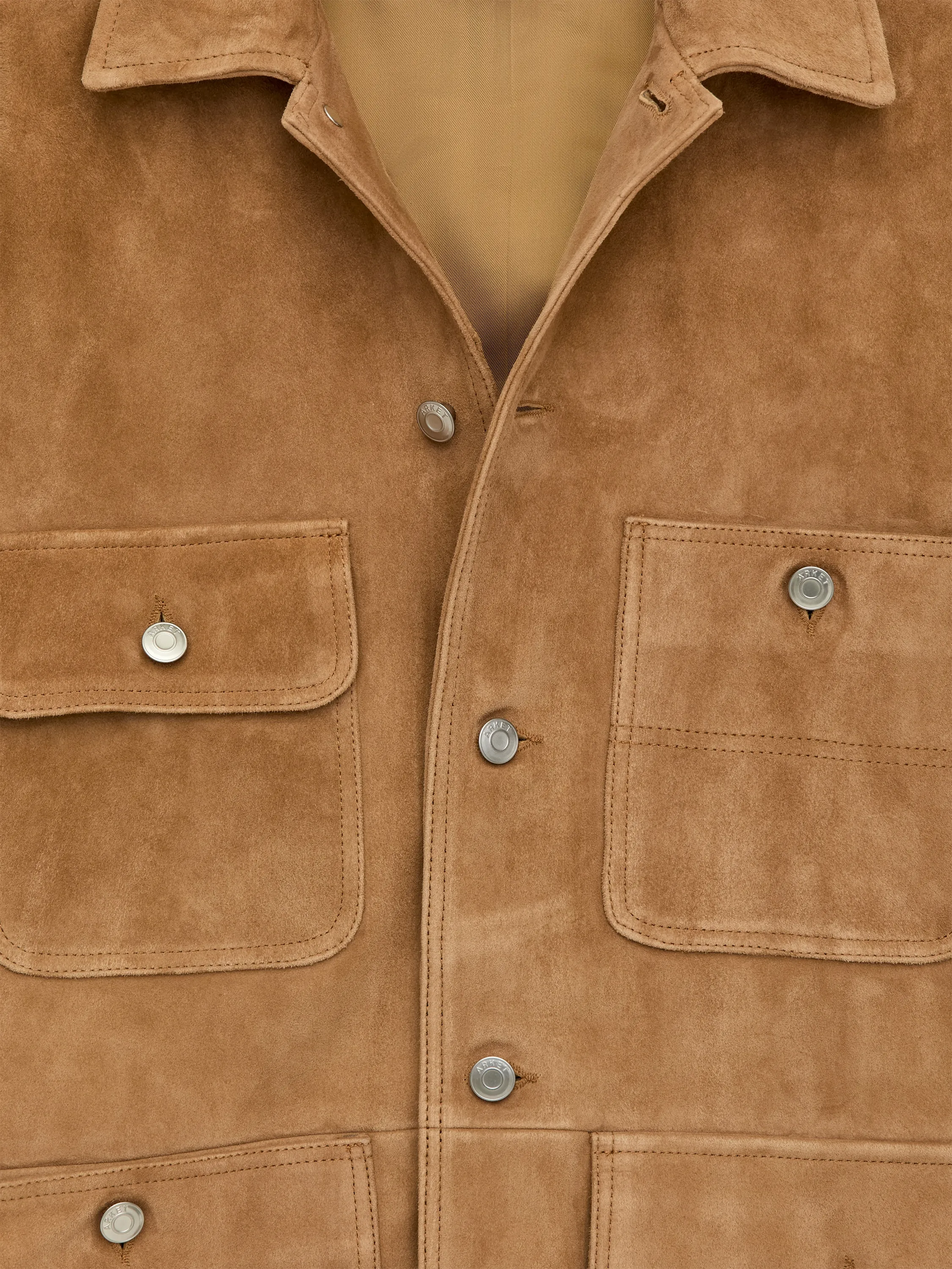 Veste en cuir suédé - Beige