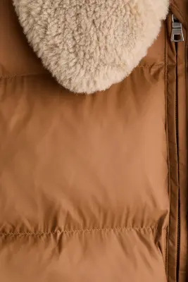 Doudoune sans manches avec col en tissu Teddy bear - Marron — photo 3