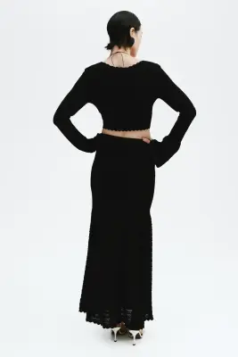 Top en maille texturée - Noir — photo 2