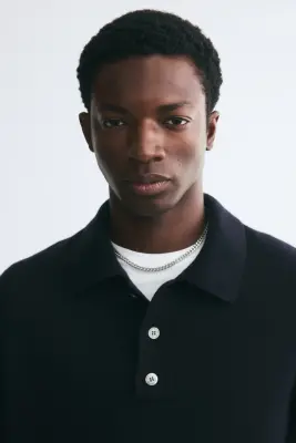 Polo Regular Fit en maille - Bleu marine — photo 1