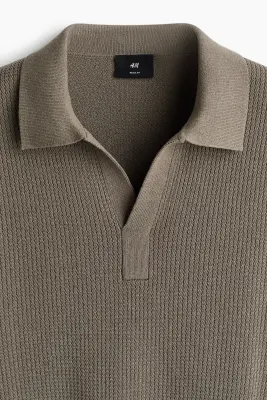 Polo Regular Fit en maille torsadée - Beige foncé — photo 5