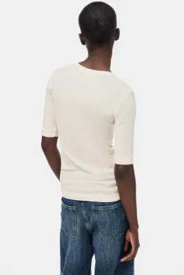 Top en coton pima - Beige clair — photo 3