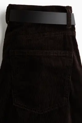 Pantalon en velours de coton côtelé - Marron foncé — photo 4