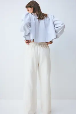 MAMA Pantalon en denim avec cordon de serrage - Blanc — photo 2