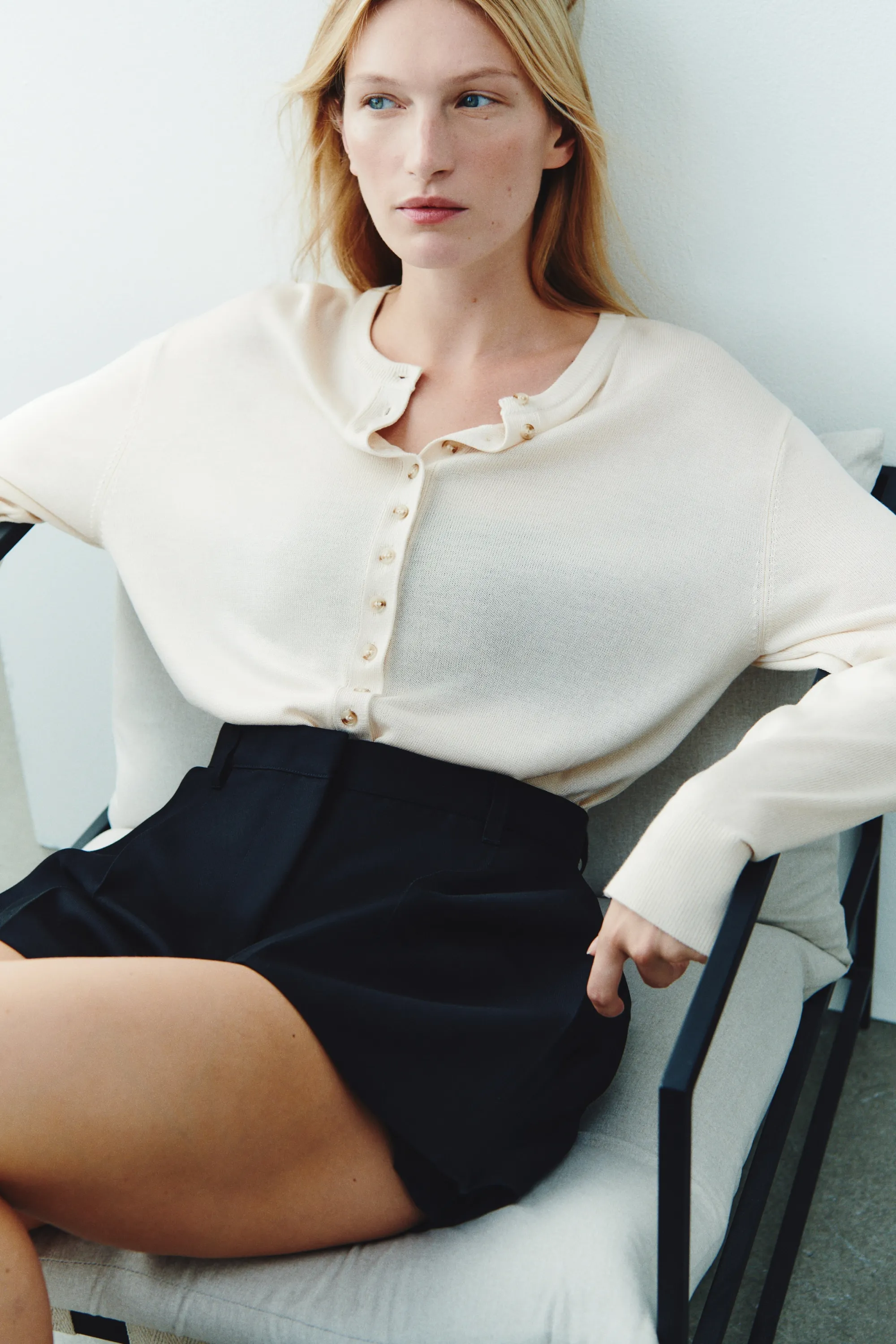 Gilet en maille fine - Crème