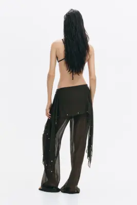 Pantalon avec jupe cloutée - Vert kaki foncé — photo 3