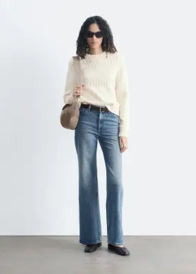 Pull en mélange bouclé de coton et de laine - Écru — photo 3