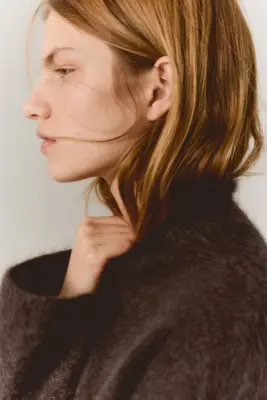 Pull en mohair mélangé avec dentelle - Marron foncé — photo 2