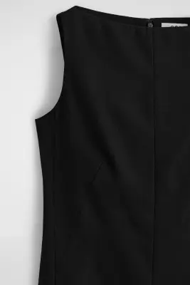 ROBE TAILLEUR COURTE EN LAINE MÉRINOS MÉLANGÉE - NOIR — photo 5