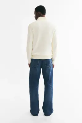Pull Regular Fit avec col zippé - Crème — photo 3