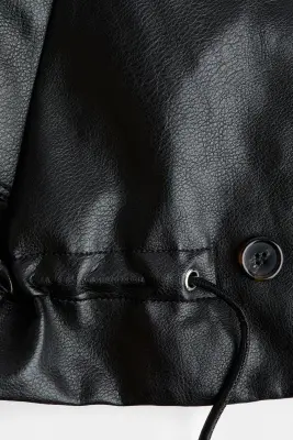 Veste à col entonnoir en tissu enduit - Noir — photo 4