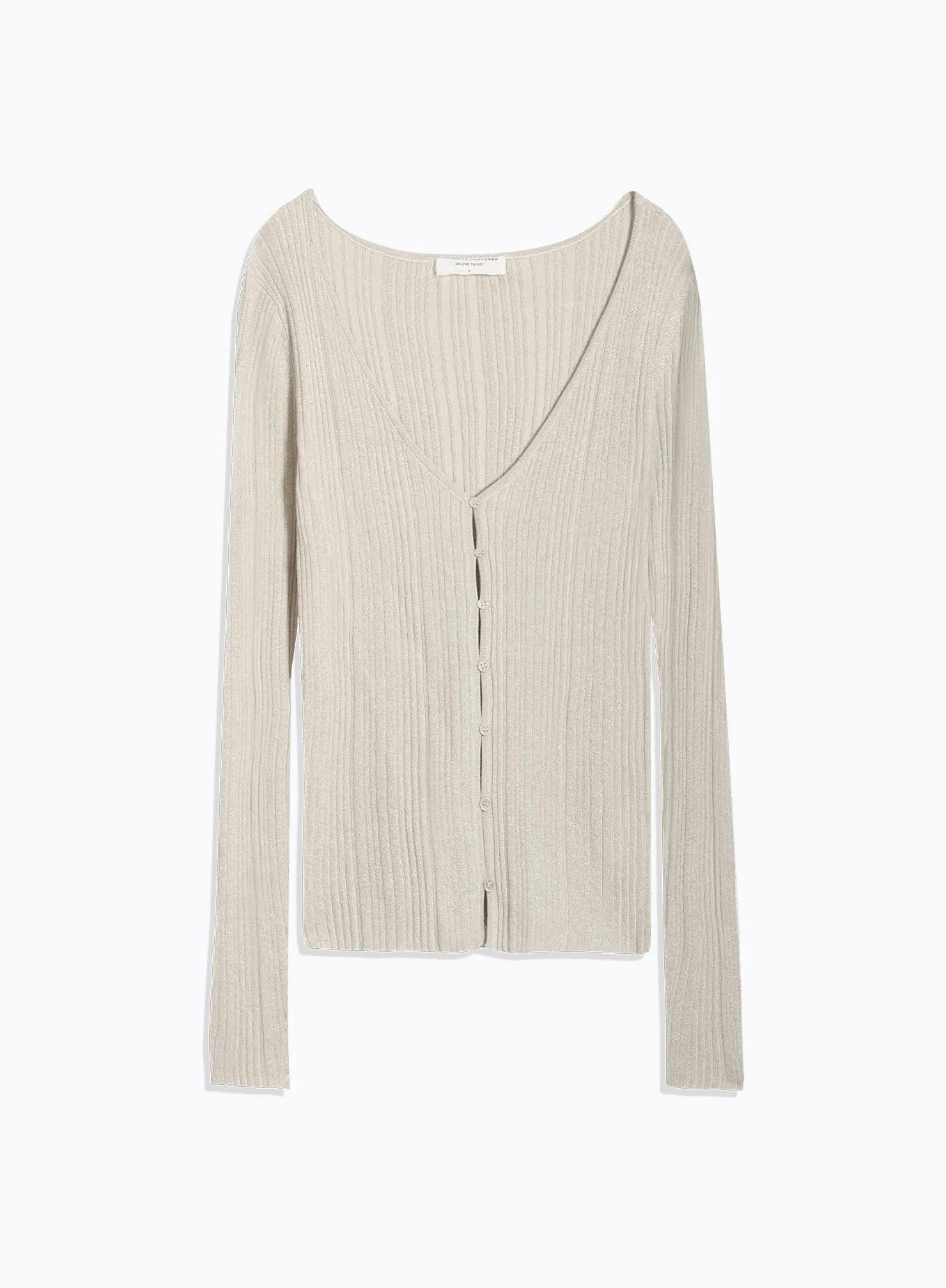 Gilet en coton, viscose, élasthanne et fibre métallisée