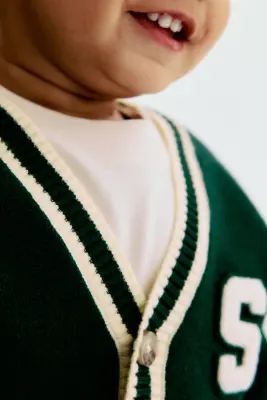 Gilet en maille fine - Vert foncé — photo 1