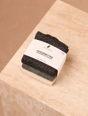Pack chaussettes lurex - Noir, gris & doré — photo 1