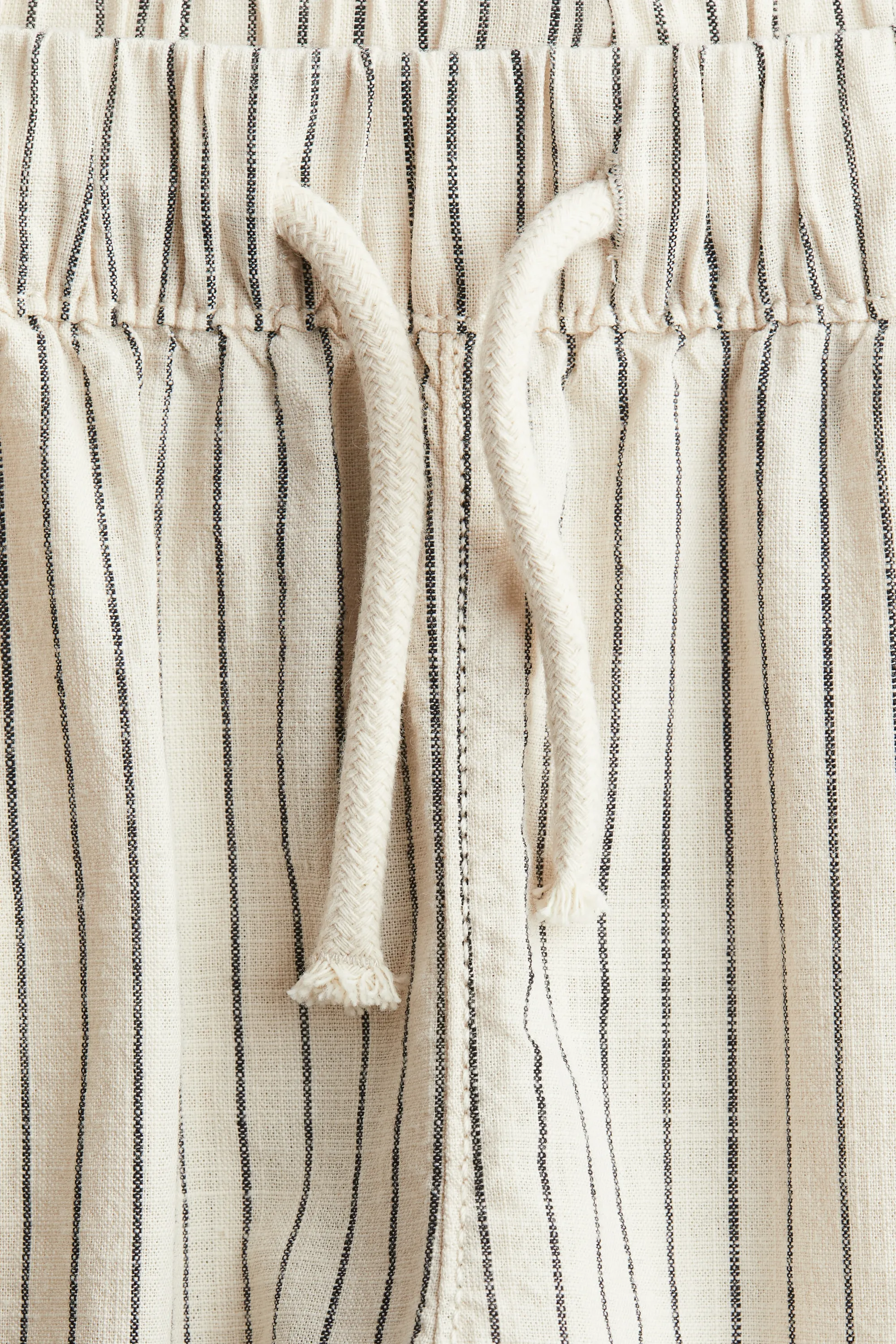 Pantalon en lin mélangé - Crème/rayé