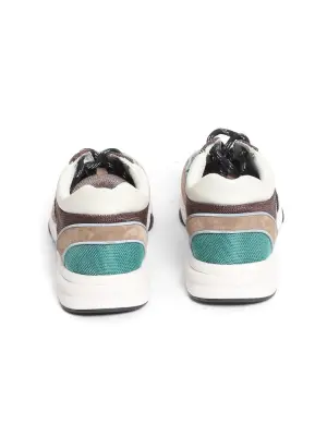 Baskets en cuir et toile marron et turquoise Prix boutique 1200€ Taille 38 — photo 4