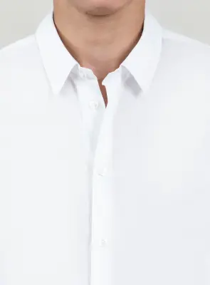 Shirt with Small Collar Stand in White End-on-End — photo 3