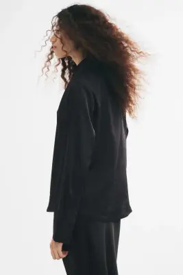Blouse à encolure en V - Noir — photo 3
