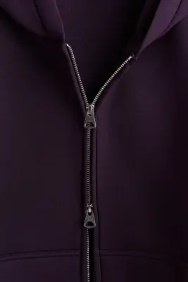 Veste à capuche zippée Loose Fit en scuba - Violet foncé — photo 4