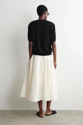 JUPE MIDI À POIS EN JACQUARD DE COTON - BLANC / POIS — photo 3