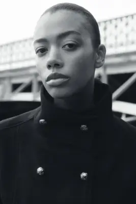 Veste à fermeture croisée avec col entonnoir - Bleu marine — photo 2
