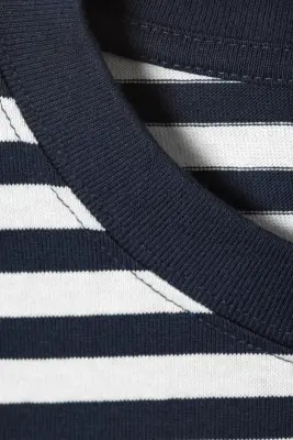 T-shirt ample à manches longues - Rayures blanches et bleu marine — photo 3