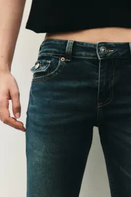 Flared Low Waist Jeans - Bleu denim foncé — photo 4