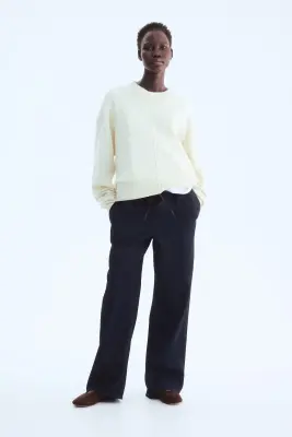 Pantalon en denim avec cordon de serrage - Bleu denim foncé — photo 2