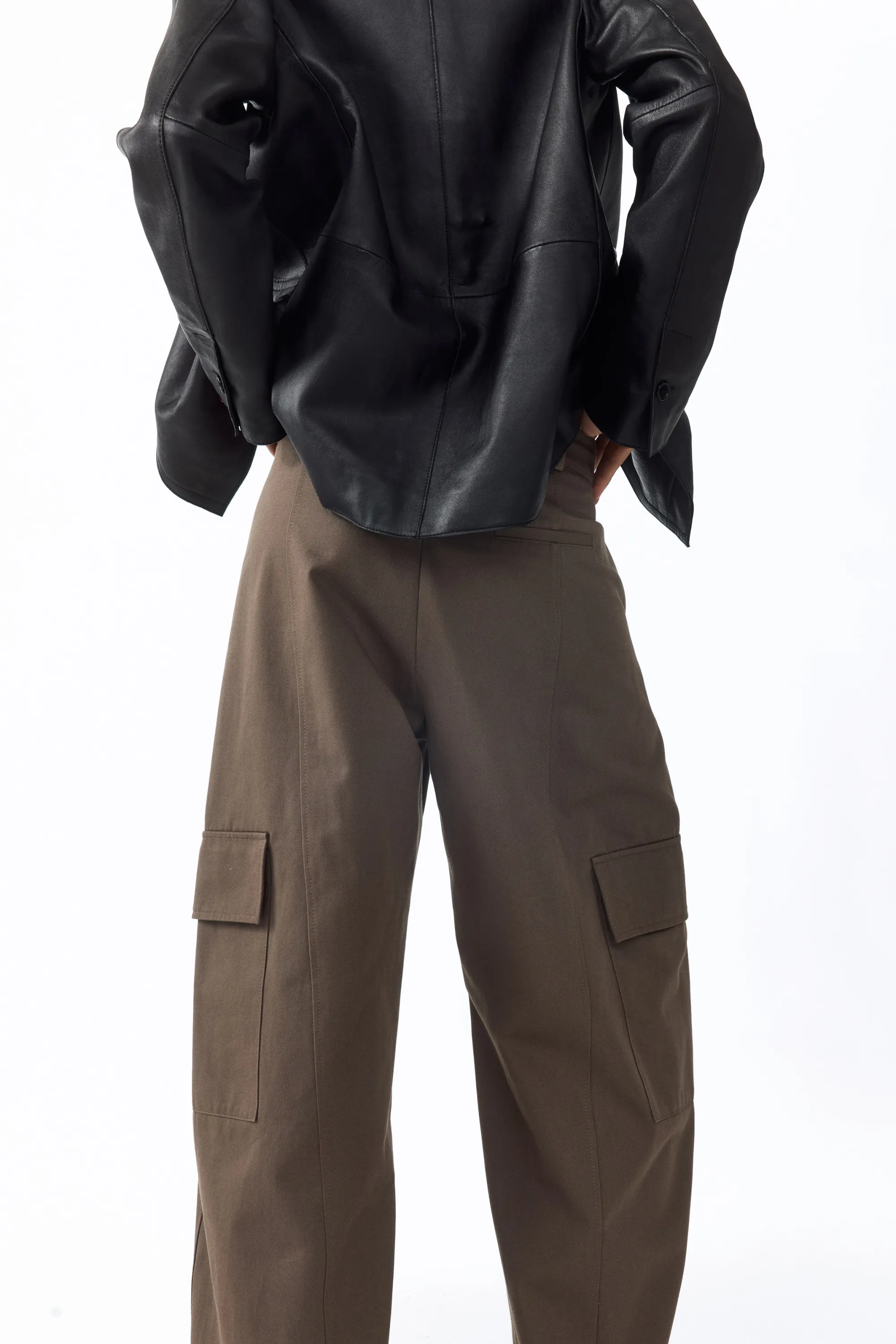 Pantalon barrel en coton - Vert kaki