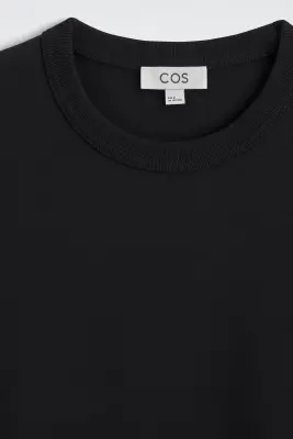 T-SHIRT À COL ROND EN COTON INTERLOCK - NOIR — photo 2