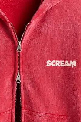 Veste imprimée Oversized Fit avec capuche et zip - Rouge framboise/Scream — photo 5