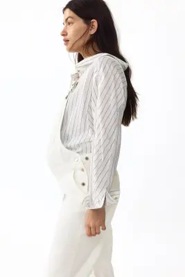 MAMA Salopette Before & After en denim - Blanc — photo 3