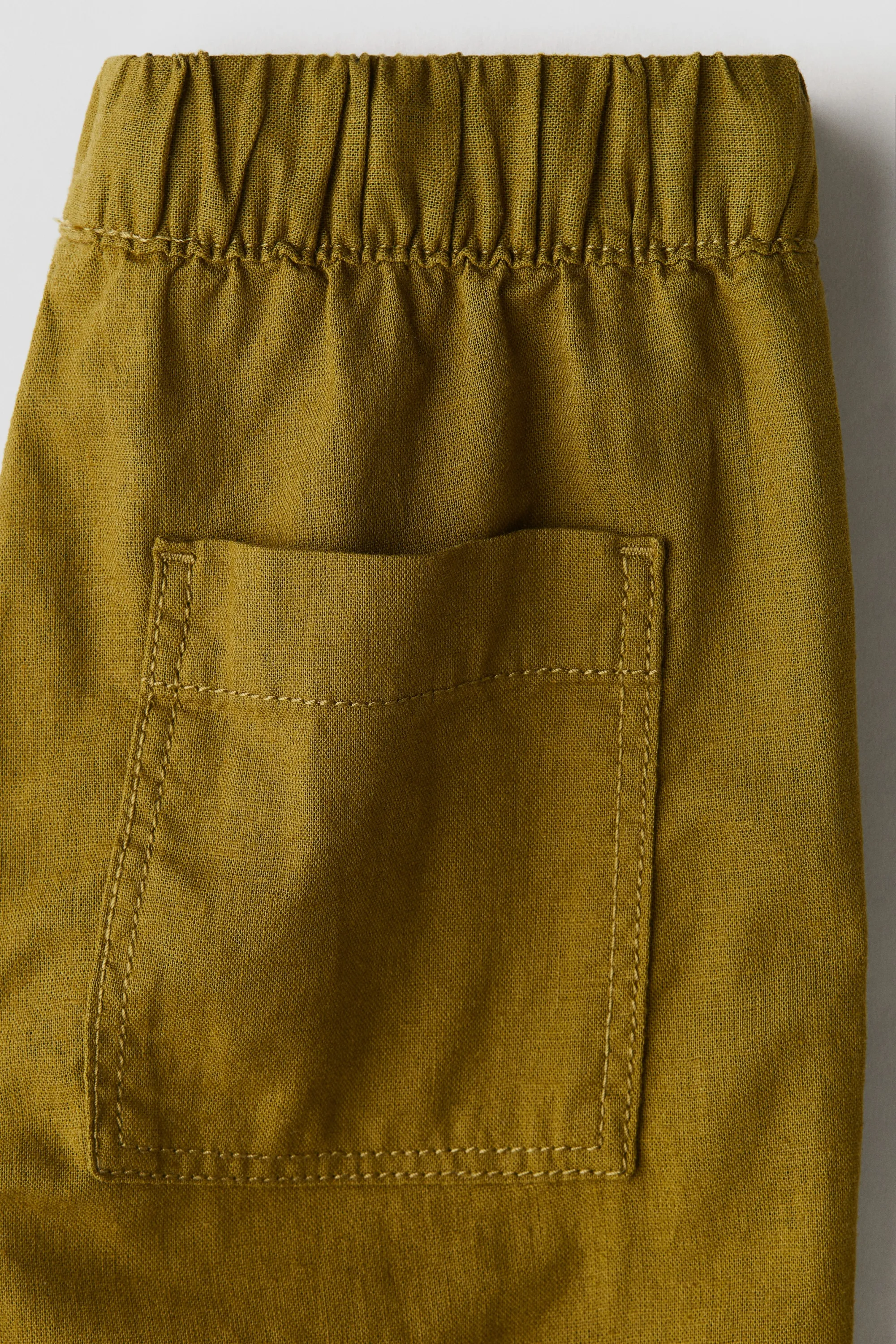 Pantalon en lin mélangé - Vert olive